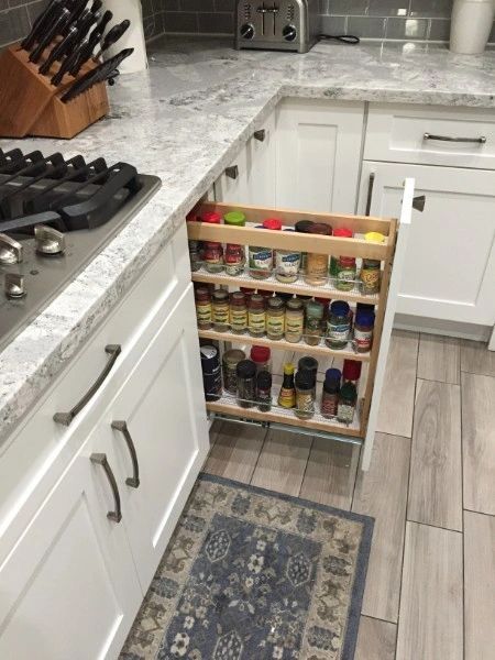 Pull-out spice rack — kitchen remodel move-in